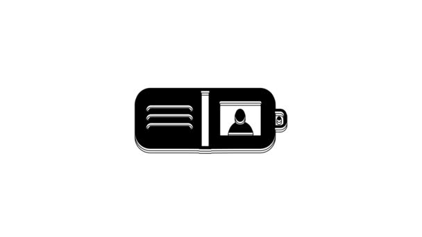 Черный Бумажник Значок Изолирован Белом Фоне Значок Кошелька Символ Экономии — стоковое видео