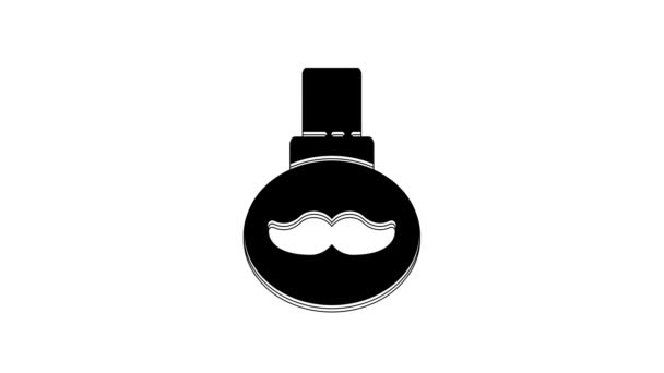 Black Beard Mustaches Care Oil Bottle Icon Isolated White Background — Vídeos de Stock
