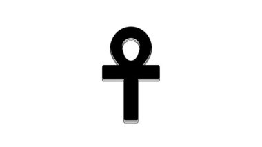 Black Cross ankh icon isolated on white background. 4K Video motion graphic animation.