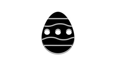 Beyaz arka planda siyah paskalya yumurtası ikonu var. Mutlu Paskalyalar. 4K Video hareketli grafik canlandırması.