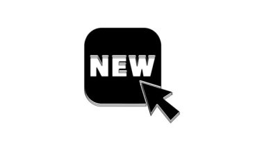 Black Button with an inscription New icon isolated on white background. Badge for price. Promo tag discount. 4K Video motion graphic animation.