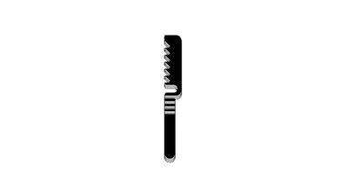 Black Medical saw icon isolated on white background. Surgical saw designed for bone cutting limb amputations and before bone grafting. 4K Video motion graphic animation.