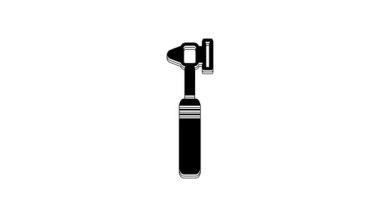 Black Medical otoscope tool icon isolated on white background. Medical instrument. 4K Video motion graphic animation.