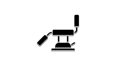Black Medical dental chair icon isolated on white background. Dentist chair. 4K Video motion graphic animation.
