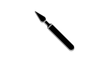 Black Medical surgery scalpel tool icon isolated on white background. Medical instrument. 4K Video motion graphic animation.