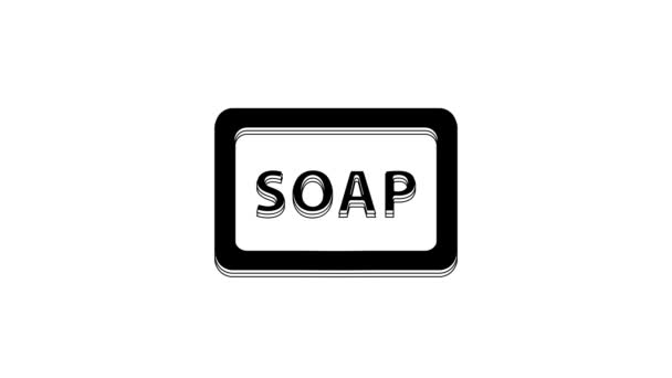 Barra Nera Sapone Con Icona Schiuma Isolata Sfondo Bianco Soap — Video Stock