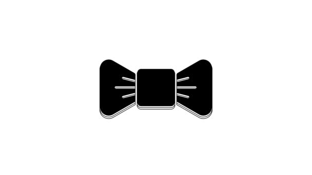 Ikona Black Bow Tie Odizolowana Białym Tle Animacja Graficzna Ruchu — Wideo stockowe
