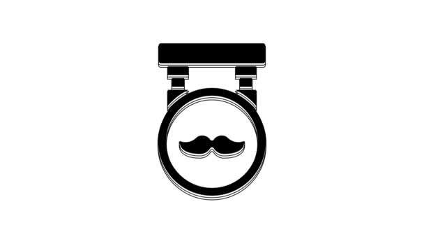 Ikona Black Barbershop Izolovaná Bílém Pozadí Logo Kadeřníka Nebo Cedule — Stock video