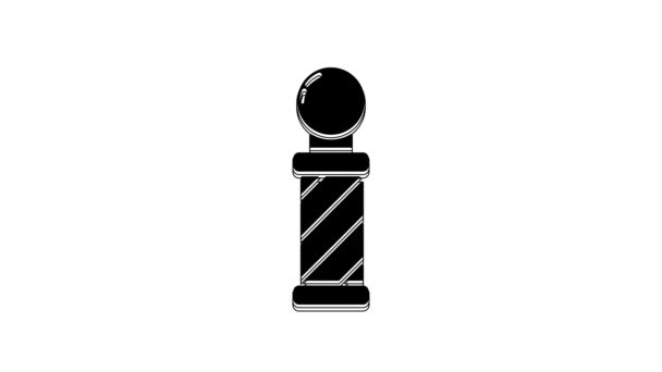 黑色经典理发店图标 白色背景隔离 理发店的杆子象征 4K视频运动图形动画 — 图库视频影像