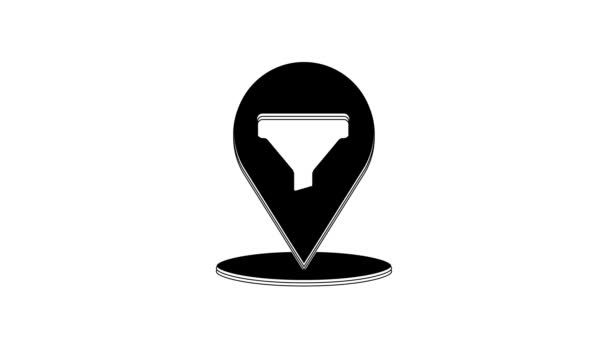 Black Location Sales Funnel Icon Isolated White Background Infographic Template — Wideo stockowe