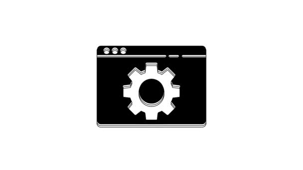 Black Browser Setting Icon Isolated White Background Adjusting Service Maintenance — Stock Video