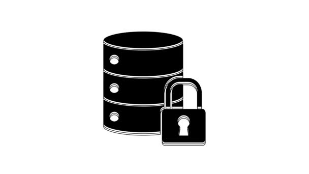 Black Server Security Closed Padlock Icon Isolated White Background Security — Stok video