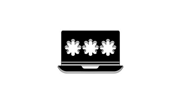 Черный Ноутбук Иконкой Уведомления Пароля Изолированы Белом Фоне Безопасность Личный — стоковое видео
