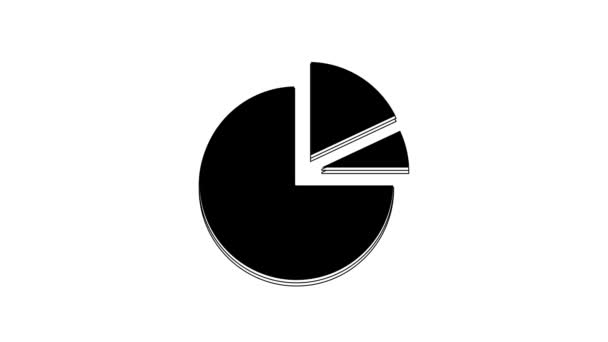 Icono Infografía Gráfico Pastel Negro Aislado Sobre Fondo Blanco Signo — Vídeos de Stock