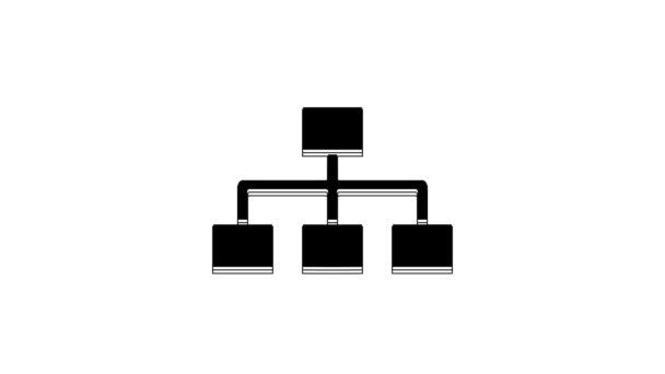 黑色商业层次结构结构图在白色背景上孤立的信息图形图标 企业组织结构图形要素 4K视频运动图形动画 — 图库视频影像