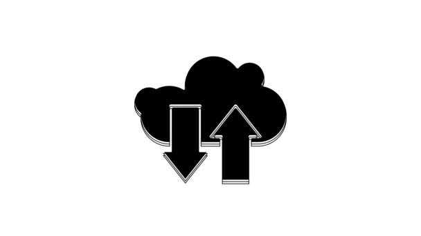 Black Cloud Pobierz Prześlij Ikonę Izolowaną Białym Tle Animacja Graficzna — Wideo stockowe