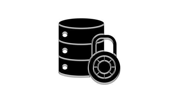 Black Server Security Closed Padlock Icon Isolated White Background Security — Stockvideo