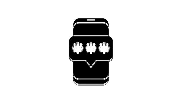 Black Mobile Password Protection Icon Isolated White Background Security Safety — Video