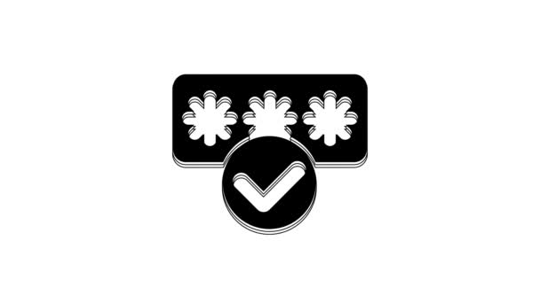Black Password Protection Safety Access Icon Isolated White Background Security — Stock Video