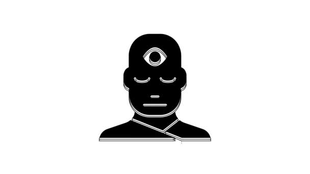 Чорна Людина Іконою Третього Ока Ізольована Білому Тлі Концепція Медитації — стокове відео