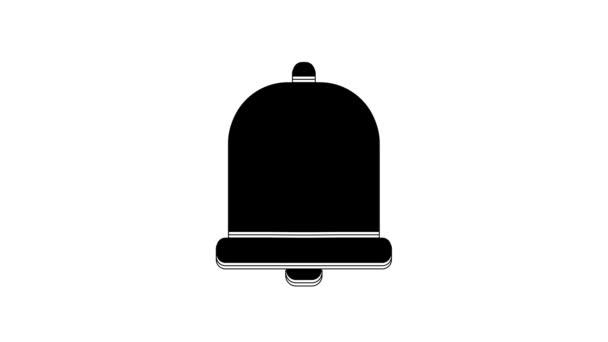 Black Church Bell Icon Isolated White Background Alarm Symbol Service — Stockvideo