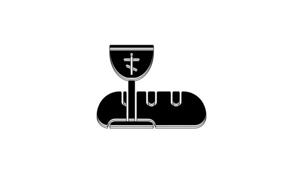 Black First Communion Symbols Nice Invitation Icon Isolated White Background — Stock video