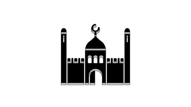 Μαύρο Μουσουλμανικό Τέμενος Εικονίδιο Απομονώνονται Λευκό Φόντο Γραφική Κίνηση Κίνησης — Αρχείο Βίντεο