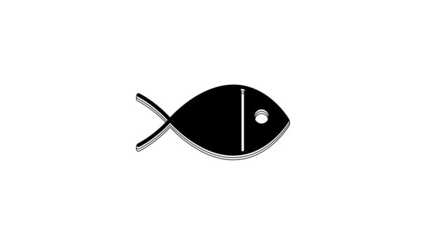 Icona Simbolo Pesce Nero Cristiano Isolato Sfondo Bianco Gesu Simbolo — Video Stock