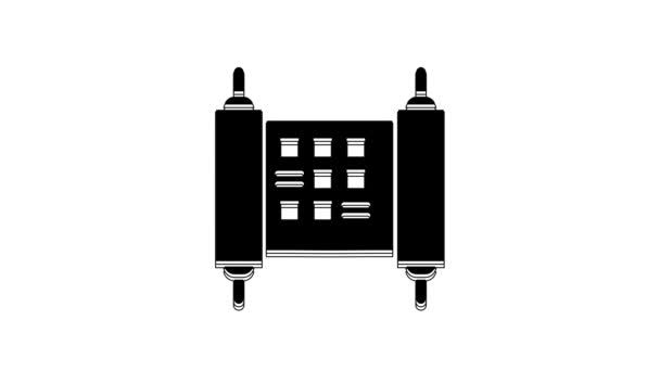 Black Decree Paper Parchment Scroll Icon Icon Isolated White Background — 图库视频影像