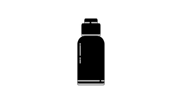 Wasserflaschen Symbol Der Schwarzen Kantine Isoliert Auf Weißem Hintergrund Ikone — Stockvideo