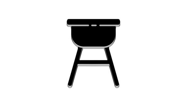 Black Barbecue Grill Symbol Isoliert Auf Weißem Hintergrund Grillparty Video — Stockvideo