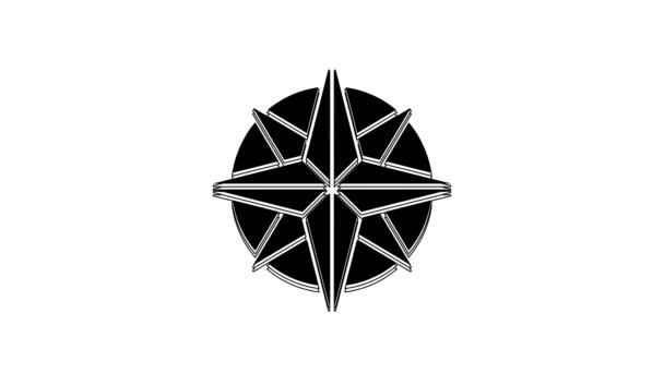Black Wind Rose Symbol Isoliert Auf Weißem Hintergrund Kompass Symbol — Stockvideo