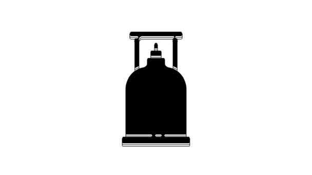 Black Camping Gasherd Symbol Isoliert Auf Weißem Hintergrund Tragbarer Gasbrenner — Stockvideo