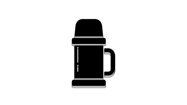 Black Thermos Container Icon Isolated White Background Thermo Flask Icon — Video Stock