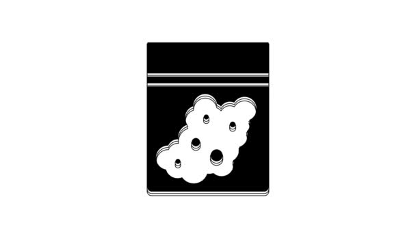 Black Plastic Bag Medicinal Cannabis Icon Isolated White Background Health — 图库视频影像