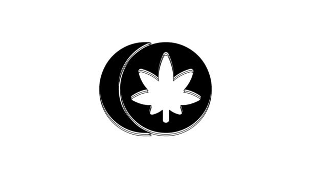 Black Herbal Ecstasy Tablets Icon Isolated White Background Video Motion — Wideo stockowe