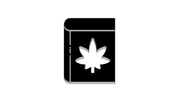Black Book Marijuana Cannabis Leaf Icon Isolated White Background Hemp — Video