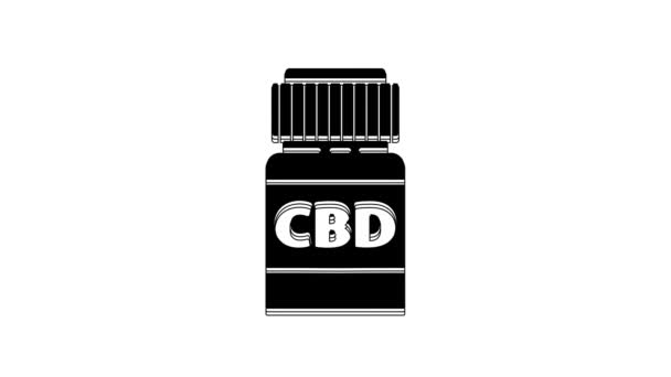 Black Medical Bottle Marijuana Cannabis Leaf Icon Isolated White Background — Stock videók