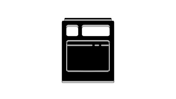 白い背景に隔離されたブラックキッチン食器洗い機マシンアイコン 4Kビデオモーショングラフィックアニメーション — ストック動画