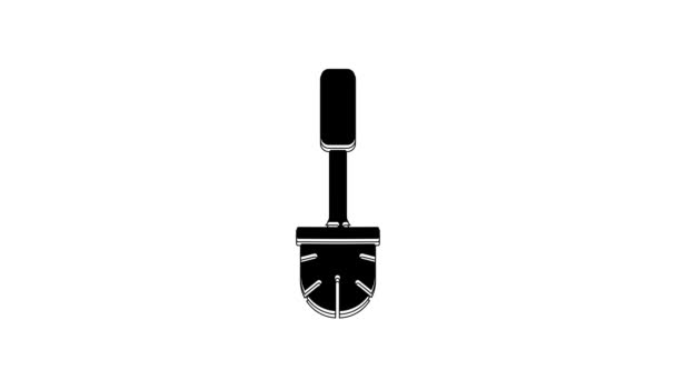 Icono Cepillo Inodoro Negro Aislado Sobre Fondo Blanco Animación Gráfica — Vídeo de stock