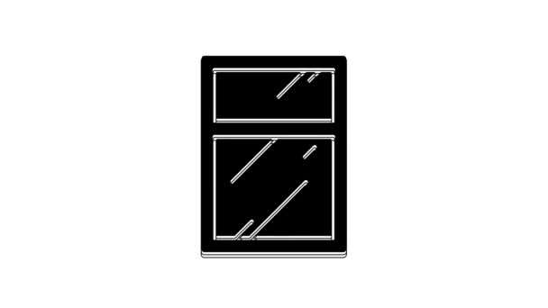 Black Cleaning Service Windows Icon Isolated White Background Squeegee Scraper — стоковое видео