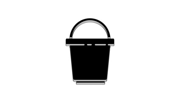 Black Bucket Icon Isolated White Background Cleaning Service Concept Video — Stock video
