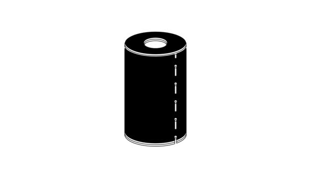 Black Paper Towel Roll Icon Isolated White Background Video Motion — Stock video