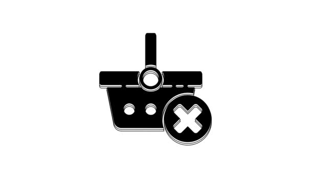 Иконка Корзины Black Remove Выделена Белом Фоне Концепция Онлайн Покупки — стоковое видео