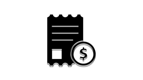 Чорний Папір Значок Фінансової Перевірки Ізольовані Білому Тлі Перевірка Друку — стокове відео