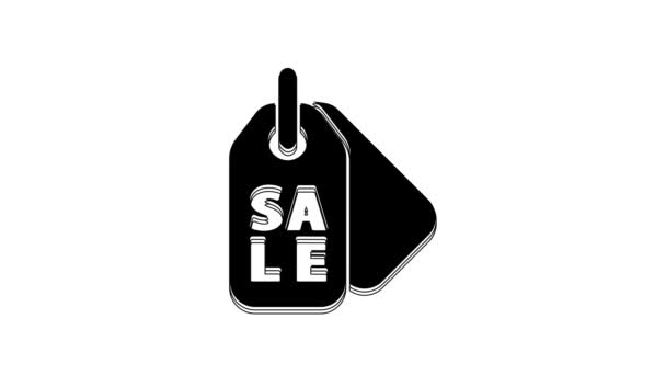 Black Price Tag Επιγραφή Πώληση Εικονίδιο Απομονώνονται Λευκό Φόντο Σήμα — Αρχείο Βίντεο