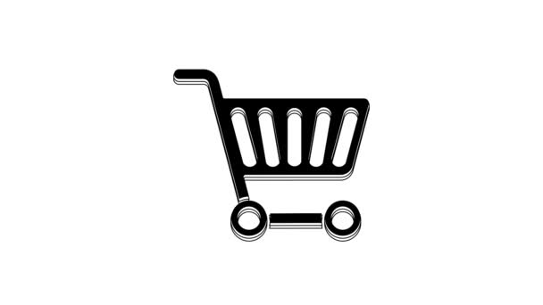 Black Shopping Cart Icon Isolated White Background Online Buying Concept — Stock Video