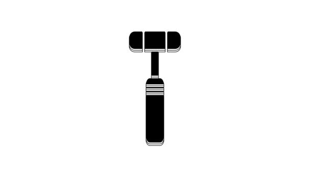 Black Neurology Relex Hammer Icon Ізольована Білому Тлі Відеографічна Анімація — стокове відео