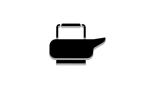 Ikona Černé Bedpan Izolované Bílém Pozadí Záchod Pro Pacienty Lůžku — Stock video