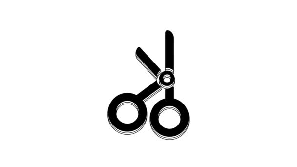 Black Medical Scissors Icon Isolated White Background Video Motion Graphic — Stock Video